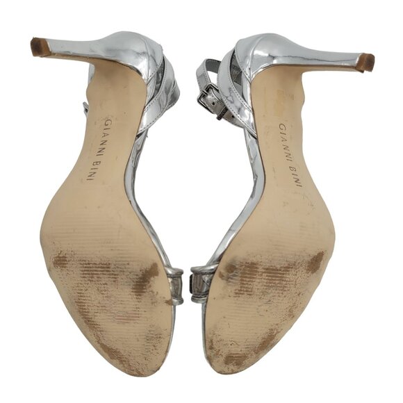 Gianni Bini Metallic Silver Color Ankle Strap Stiletto Heel Size 7 - Picture 5 of 11